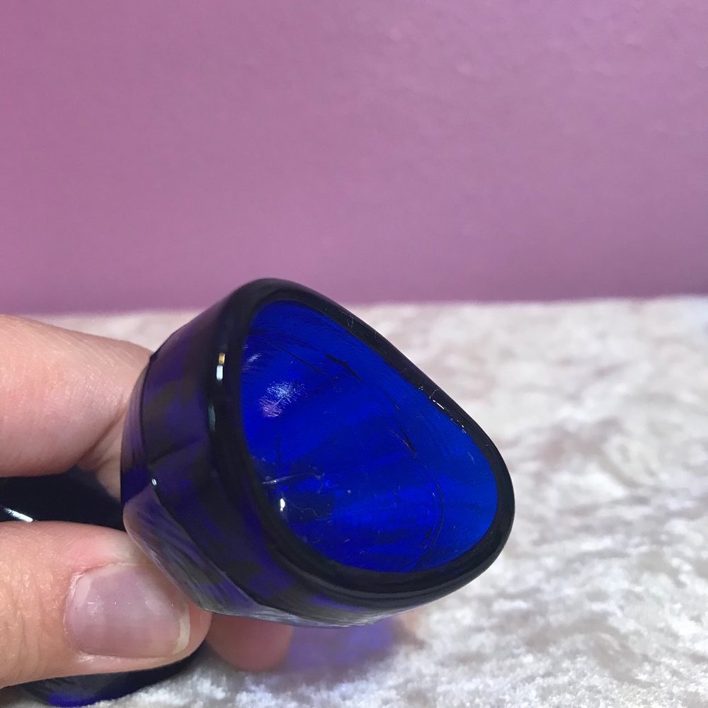 Vintage Mini Cobalt Eye Wash Cup * Occular Collectible GUC Retro Stemmed Optical - Picture 5 of 5